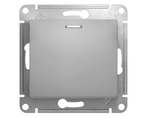 Переключатель одноклавишный проходной Systeme Electric Glossa 10A 250V с подсветкой алюминий GSL000363 Переключатель одноклавишный проходной Systeme Electric Glossa 10A 250V с подсветкой алюминий GSL000363