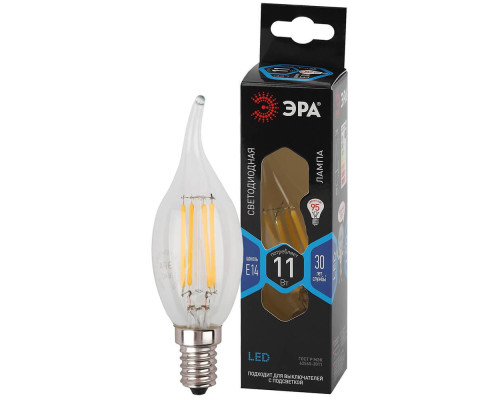 Лампа светодиодная филаментная ЭРА E14 11W 4000K прозрачная F-LED BXS-11W-840-E14 Б0047002 Лампа светодиодная филаментная ЭРА E14 11W 4000K прозрачная F-LED BXS-11W-840-E14 Б0047002