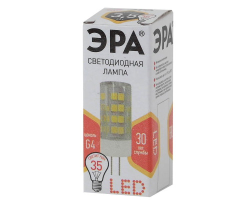 Лампа светодиодная ЭРА G4 3,5W 2700K прозрачная LED JC-3,5W-220V-CER-827-G4 Б0027855