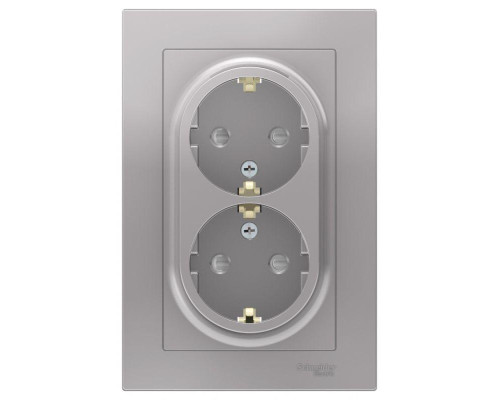 Розетка двойная 2К+З Systeme Electric AtlasDesign 16A 250V со шторками алюминий ATN000326 Розетка двойная 2К+З Systeme Electric AtlasDesign 16A 250V со шторками алюминий ATN000326