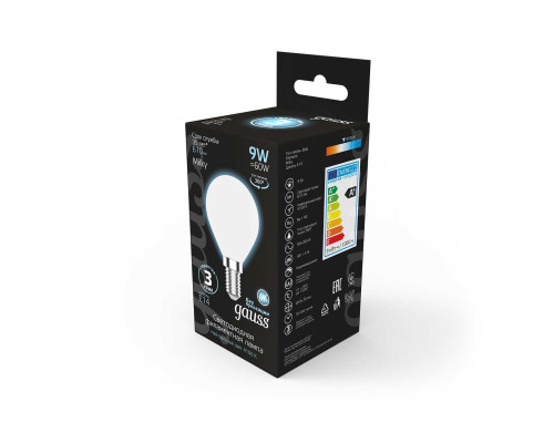 Лампа светодиодная филаментная Gauss E14 9W 4100К матовая 105201209
