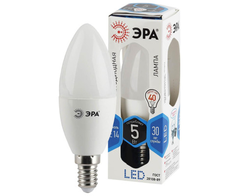 Лампа светодиодная ЭРА E14 5W 4000K матовая LED B35-5W-840-E14 Б0018872 Лампа светодиодная ЭРА E14 5W 4000K матовая LED B35-5W-840-E14 Б0018872
