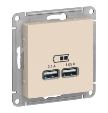 Розетка 2хUSB Systeme Electric AtlasDesign Type A+A бежевая ATN000233