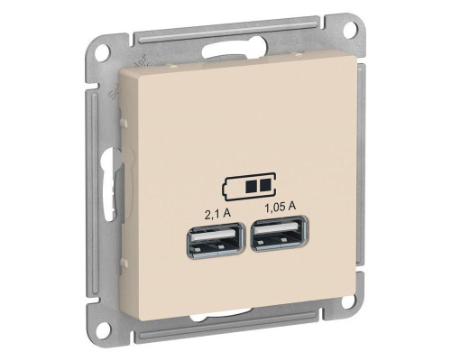 Розетка 2хUSB Systeme Electric AtlasDesign Type A+A бежевая ATN000233 Розетка 2хUSB Systeme Electric AtlasDesign Type A+A бежевая ATN000233