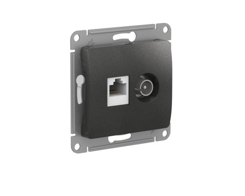 Розетка двойная компьютерная + телевизионная RJ45 Systeme Electric Glossa кат.5E антрацит GSL000789 Розетка двойная компьютерная + телевизионная RJ45 Systeme Electric Glossa кат.5E антрацит GSL000789