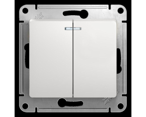 Выключатель двухклавишный Systeme Electric Glossa 10A 250V с подсветкой белый GSL000153 Выключатель двухклавишный Systeme Electric Glossa 10A 250V с подсветкой белый GSL000153