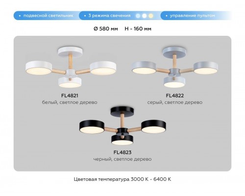 Потолочная светодиодная люстра Ambrella light Comfort LineTech FL4823 Потолочная светодиодная люстра Ambrella light Comfort LineTech FL4823