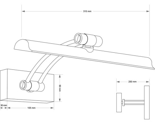 Подсветка для картин и зеркал KUTEK ELVE ELV-PODS-1(P)380-KR