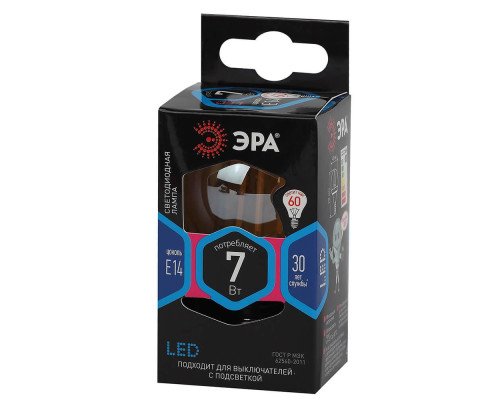 Лампа светодиодная филаментная ЭРА E14 7W 4000K золотая F-LED P45-7W-840-E14 gold Б0047018
