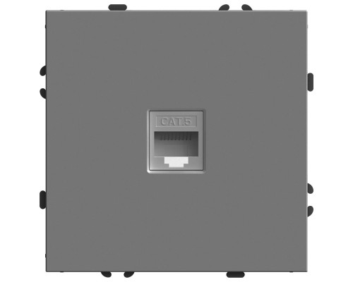 Розетка компьютерная 1-местная RJ-45 (механизм), STEKKER, серия Эмили, RST00-5117-10, платиново-серый, soft touch 49951