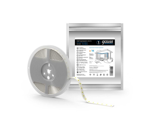 Светодиодная влагозащищенная лента Gauss 14,4W/m 60LED/m 5050SMD холодный белый 5M 356000314 Светодиодная влагозащищенная лента Gauss 14,4W/m 60LED/m 5050SMD холодный белый 5M 356000314