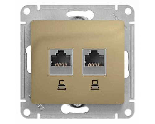 Розетка компьютерная двойная RJ45 Systeme Electric Glossa 5e кат UTP титан GSL000485KK Розетка компьютерная двойная RJ45 Systeme Electric Glossa 5e кат UTP титан GSL000485KK