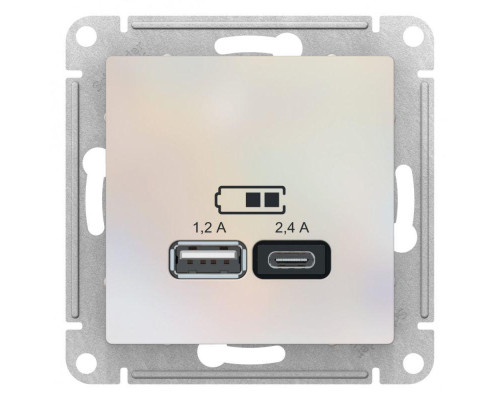 Розетка 2хUSB Systeme Electric AtlasDesign Type A+C жемчужная ATN000439 Розетка 2хUSB Systeme Electric AtlasDesign Type A+C жемчужная ATN000439