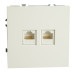 Розетка компьютерная 2-местная RJ-45 (механизм), STEKKER, серия Эмили, RST00-5111-01, белый фарфор, soft touch 49874