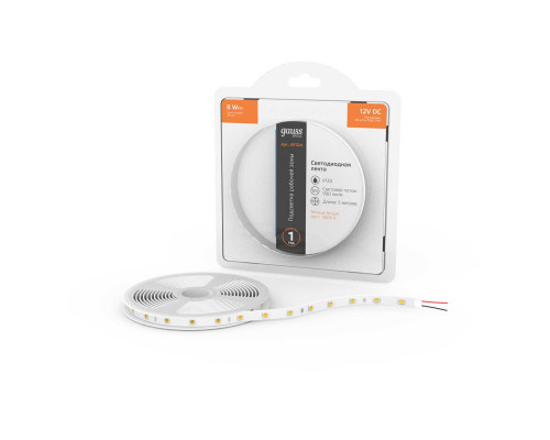 Светодиодная лента Gauss 8W/m 60LED/m 5050SMD теплый белый 5M BT024