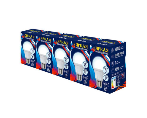 Набор светодиодных ламп Uniel E27 10W 4000K матовая LED-A60 10W/NW/E27/FR PLP01WH UL-00008086 Набор светодиодных ламп Uniel E27 10W 4000K матовая LED-A60 10W/NW/E27/FR PLP01WH UL-00008086