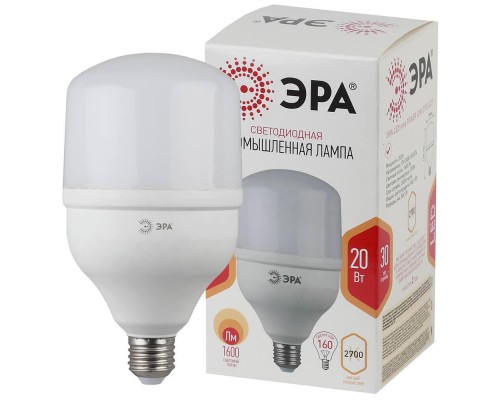 Лампа светодиодная ЭРА E27 20W 2700K матовая LED POWER T80-20W-2700-E27 Б0049587