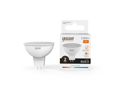 Лампа светодиодная Gauss GU5.3 7W 3000K матовая 13517 Лампа светодиодная Gauss GU5.3 7W 3000K матовая 13517