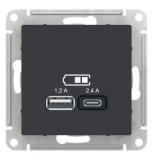 Розетка 2хUSB Systeme Electric AtlasDesign Type A+C карбон ATN001039