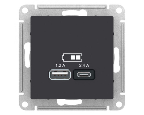 Розетка 2хUSB Systeme Electric AtlasDesign Type A+C карбон ATN001039 Розетка 2хUSB Systeme Electric AtlasDesign Type A+C карбон ATN001039