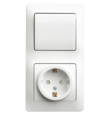 Блок розетка 2К+З -выключатель Systeme Electric Glossa белый GSL000170