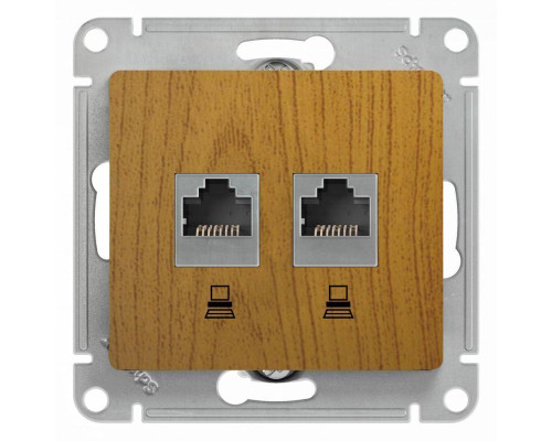 Розетка компьютерная двойная RJ45 Systeme Electric Glossa 5e кат UTP дуб GSL000585KK