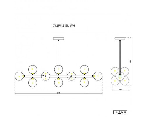 Подвесная люстра iLamp Golden 712P/12 GL-WH Подвесная люстра iLamp Golden 712P/12 GL-WH