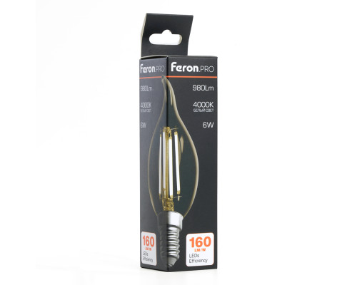 Лампа светодиодная Feron.PRO LB-1216 Свеча на ветру E14 6W 175-265V 4000K 51263 Лампа светодиодная Feron.PRO LB-1216 Свеча на ветру E14 6W 175-265V 4000K 51263