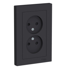 Розетка двойная 2К Systeme Electric AtlasDesign 16A 250V со шторками карбон ATN001022