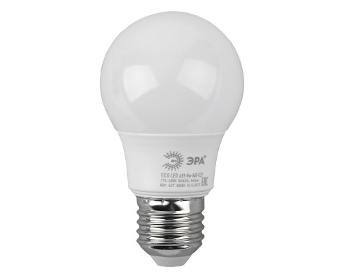 Лампа светодиодная ЭРА E27 8W 4000K матовая LED A55-8W-840-E27 R Б0052382