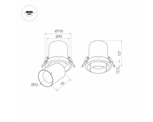 Встраиваемый светодиодный спот Arlight LTD-Pull-R100-10W Warm3000 031365 Встраиваемый светодиодный спот Arlight LTD-Pull-R100-10W Warm3000 031365