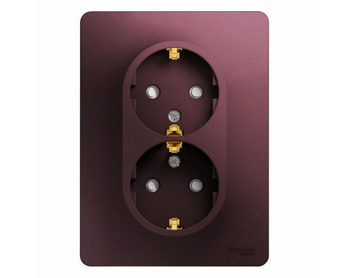 Розетка двойная 2К+З Systeme Electric Glossa 16A 250V со шторками баклажановая GSL001126 Розетка двойная 2К+З Systeme Electric Glossa 16A 250V со шторками баклажановая GSL001126