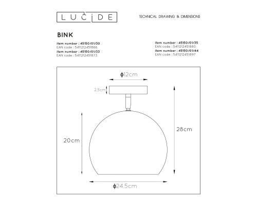 Спот Lucide Bink 45150/01/33