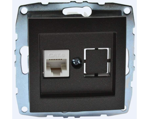 Розетка компьютерная RJ45 Mono Electric Despina/ Larissa 6 кат графит 500-002005-125 Розетка компьютерная RJ45 Mono Electric Despina/ Larissa 6 кат графит 500-002005-125