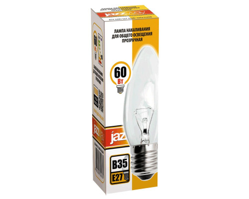 Лампа накаливания Jazzway E27 60W 2700K прозрачная 3320331 Лампа накаливания Jazzway E27 60W 2700K прозрачная 3320331