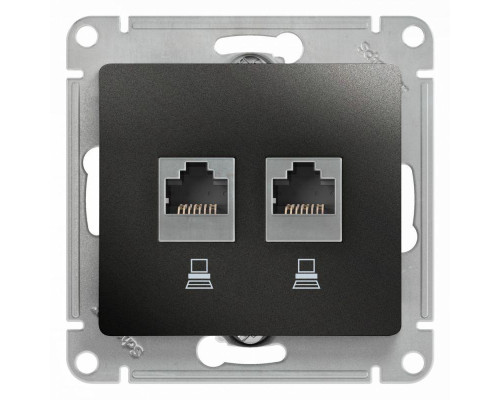 Розетка компьютерная двойная RJ45 Systeme Electric Glossa 5e кат UTP антрацит GSL000785KK Розетка компьютерная двойная RJ45 Systeme Electric Glossa 5e кат UTP антрацит GSL000785KK