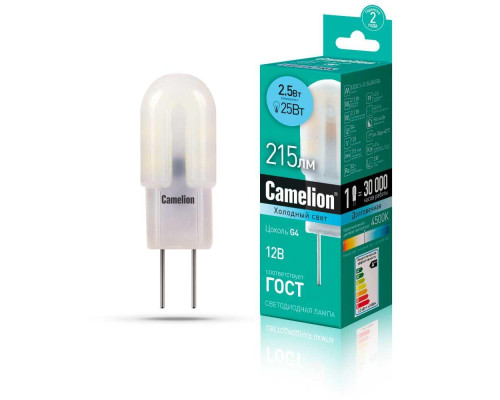 Лампа светодиодная Camelion G4 2.5W 4500K LED2.5-JC-SL/845/G4 12302 Лампа светодиодная Camelion G4 2.5W 4500K LED2.5-JC-SL/845/G4 12302