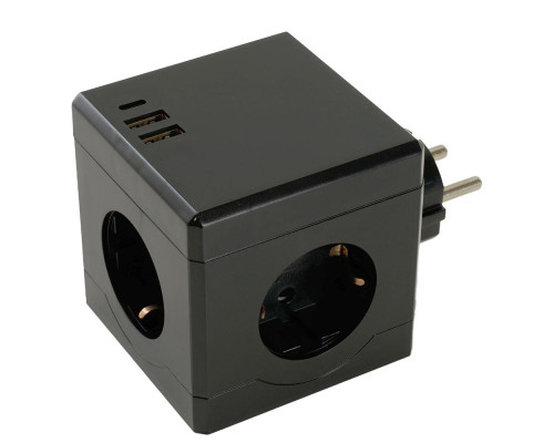 Разветвитель сетевой Stekker 3гн с/з 2хUSB A+Type C ADP16-33-21 49658