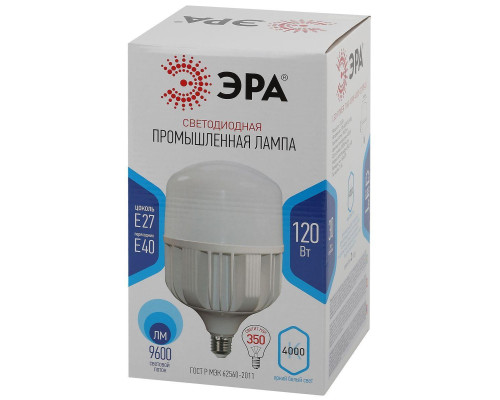 Лампа светодиодная сверхмощная ЭРА E27/E40 120W 4000K матовая LED POWER T160-120W-4000-E27/E40 Б0049103 Лампа светодиодная сверхмощная ЭРА E27/E40 120W 4000K матовая LED POWER T160-120W-4000-E27/E40 Б0049103