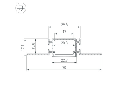 Профиль встраиваемый Arlight Fantom-Bent-W23-Top-2000 Anod 040347