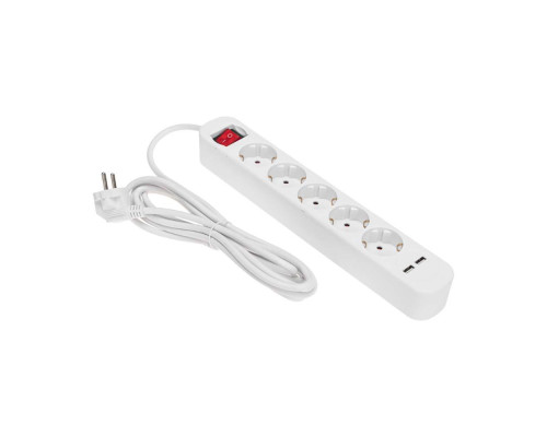 Удлинитель STANDARD 5 гнезд, 3м, 3х1,0мм?, с/з, с выключателем, 2 USB, белый REXANT 13-4035 Удлинитель STANDARD 5 гнезд, 3м, 3х1,0мм?, с/з, с выключателем, 2 USB, белый REXANT 13-4035