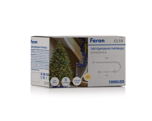 Светодиодная гирлянда Feron Линейная 230V теплый белый 8 режимов CL10 48181 Светодиодная гирлянда Feron Линейная 230V теплый белый 8 режимов CL10 48181