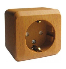 Розетка 2К+З Systeme Electric Этюд 16A 250V со шторками бук PA16-004T