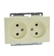 Розетка 2К двойная Mono Electric Despina/ Larissa 16A 250V винтовое подключение крем 500-001705-121