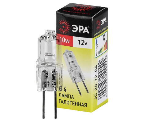 Лампа галогенная ЭРА G4 10W 2700K прозрачная G4-JC-10W-12V C0027367