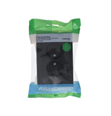 Розетка двойная 2К Systeme Electric AtlasDesign 16A 250V карбон ATN001020