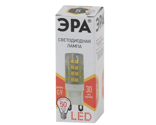 Лампа светодиодная ЭРА G9 5W 2700K прозрачная LED JCD-5W-CER-827-G9 Б0027863