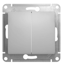 Выключатель двухклавишный Systeme Electric Glossa 10A 250V алюминий GSL000351