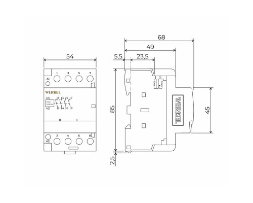 Контактор модульный 40 A 4NO (3 модуля) Werkel W943M40O 4690389212123 Контактор модульный 40 A 4NO (3 модуля) Werkel W943M40O 4690389212123