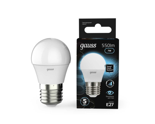 Лампа светодиодная Gauss E27 6.5W 4100K матовая 105102207